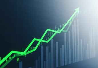 Sales graph showing steady growth and positive financial performance.
