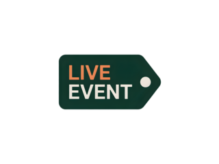Single tag with text "LIVE EVENT", centered on white background.