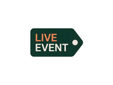 Single tag with text "LIVE EVENT", centered on white background.