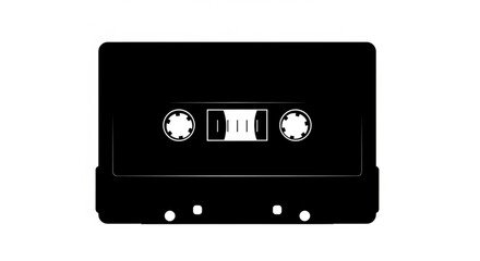 Obraz premium Illustration of a black audio cassette tape with reels and a label on a white background plain design created with generative ai