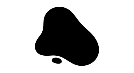 Isolated black amorphous blob with a smaller blob underneath on a white background design element created with generative ai