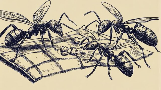 Ants foraging on a surface