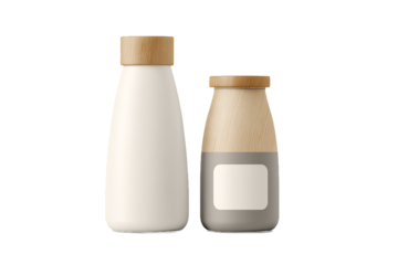 Glass milk bottle mockup isolated a white background simple design with blank label area perfect for dairy branding packaging presentations and advertising campaigns