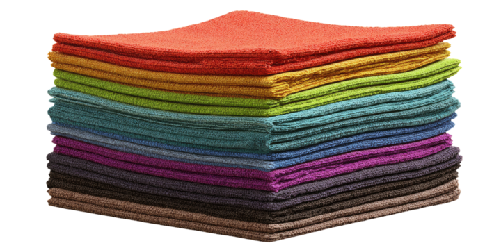 Stack of colorful fabric squares