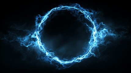 Electrifying blue ring of energy on black background creates a stunning visual effect perfect for technology or futuristic designs today