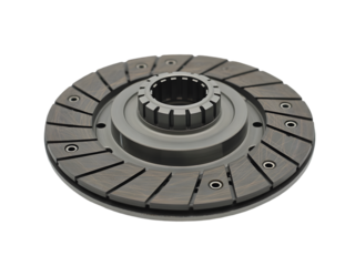 Single clutch plate with friction surface and spline hub, centered on white background.