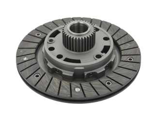 Single clutch plate with friction surface and spline hub, centered on white background.