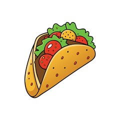 Delicious beef taco wrap with cheese and spicy salsa illustration