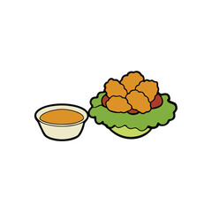 Chicken nuggets with dipping sauces and side salad advertisement banner