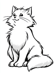 Obraz premium Smiling Cat Outline: A friendly illustration of a fluffy cat smiling, exuding charm and playfulness. This charming portrait captures the gentle essence of a feline friend.