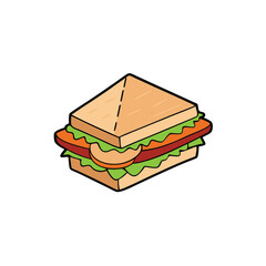 Delicious club sandwich with turkey bacon lettuce and tomato illustration