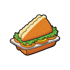 Crispy fish fillet sandwich with tartar sauce food illustration