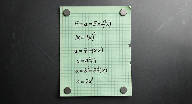 Math notes affixed with magnets to a dark surface symbolizing learning challenges and complex
