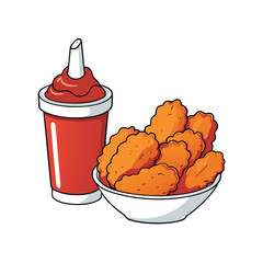 Crispy deep fried chicken tenders with dipping sauces