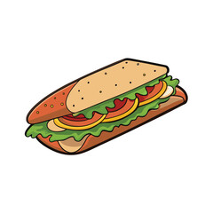 Delicious flatbread sandwich with meat and fresh vegetables banner advertisement