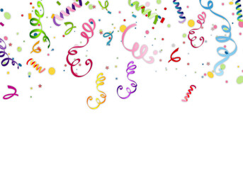 Colorful confetti and streamers party celebration background