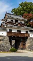 Magnificent Japanese castle architecture featuring historic stone foundations and traditional
