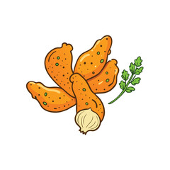 Garlic parmesan chicken wings with fresh herbs illustration