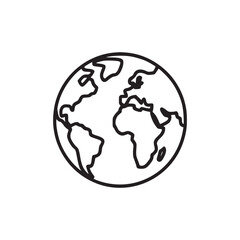 Illustration of a globe, representing global connectivity, international business, or worldwide communication, rendered as a clean, minimalist line drawing for versatile use