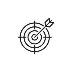 Vector art of target icon arrow hitting the center of the target, representing accuracy, focus, and achievement symbol of goals, precision, and success in business and life, emphasizing aim and determ