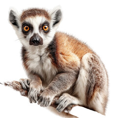 Fototapeta premium Close-up of a ring-tailed lemur sitting on a branch