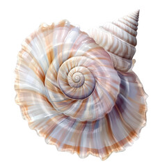 Obraz premium Shell with a spiral pattern is shown in a transparent background