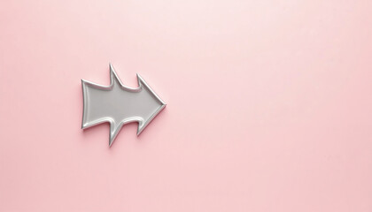 Right arrow on pink background, simple navigation symbol for direction or guidance. Right arrow sign indicates way to go, with soft, pastel colors for minimalist aesthetic.