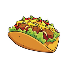 Delicious loaded taco fries with meat and cheese advertisement