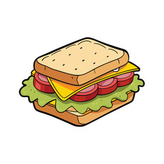 Delicious meat and cheese sandwich with crusty bread advertisement