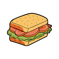 Delicious meat and cheese sandwich with crusty bread advertisement