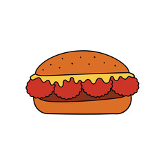 Delicious meatball sub sandwich with marinara sauce and melted cheese
