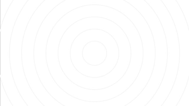 Looping circles like a kaleidoscope. Light grey outlined circles on white background. Infinitely repeating and expanding a mesmerizing visual with concentric rings. 4K Motion Graphics.