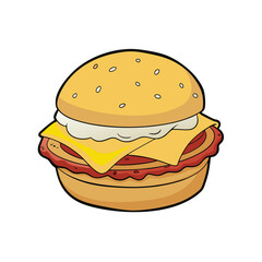 Sausage egg muffin sandwich with melted cheese layer