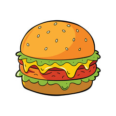 Delicious stuffed burger with melting cheese illustration