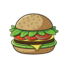 Delicious veggie burger with fresh lettuce tomato and avocado banner