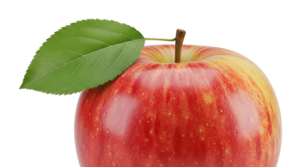 Fresh red apple with leaf, healthy eating concept