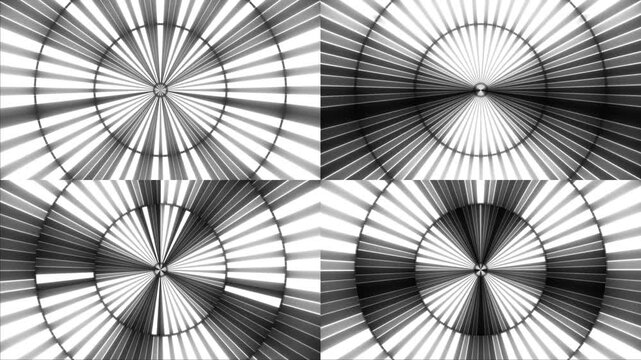 An abstract VJ loop featuring pulsating radial lights, delivering a dynamic and intense visual for setting an immersive, futuristic atmosphere on screens and large displays. 4 in 1 pack
