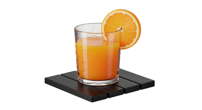 Refreshing orange juice with a slice garnish