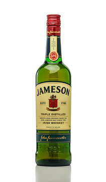 Gaziveren ,Cyprus 09.12.2025 Jameson Irish Whiskey 0.7 Liter Bottle on White Background