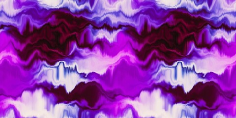 Moody ombre blur tie dye effect seamless border pattern. Wavy liquid paint flow banner edging background in bold hippy style. Striped wash tape textur for continuous design.