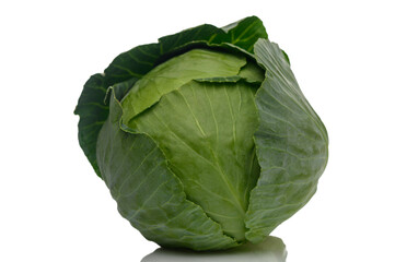 Fototapeta premium Organic Young Green Cabbage on White Background