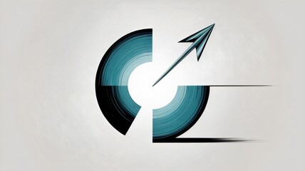 Interrupted teal circle with silver arrow on textured background – Perfect for change concepts, branding design, or transformation visuals