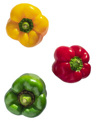 Colorful Bell Peppers Top View Isolated