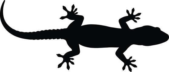 Lizard silhouette vector illustration, ideal for reptile designs, wildlife themes, nature projects, educational content, animal graphics, and logos.
