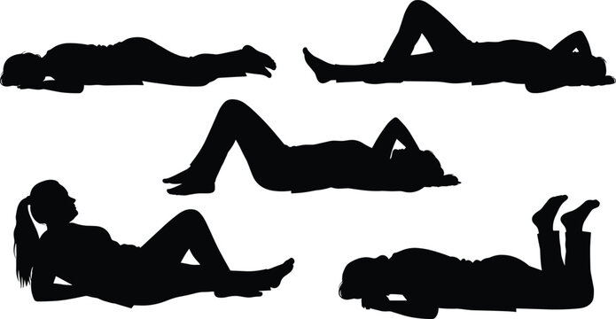 People lying down silhouettes, resting poses, relaxed body positions, silhouette art, leisure postures, peaceful lying figures, silhouette collection