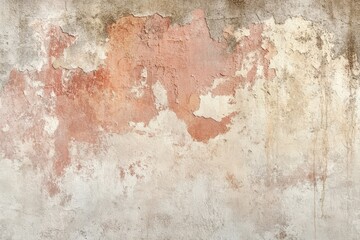 Obraz premium A textured, weathered wall displays a beautiful interplay of light beige, muted greys, and hints of warm terracotta.