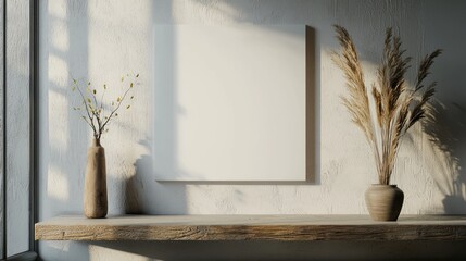 Empty canvas shelf display