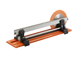 Orange Tile Cutter Machine on White Background