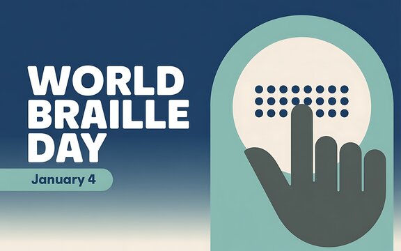World braille day january 4th celebration with tactile reading