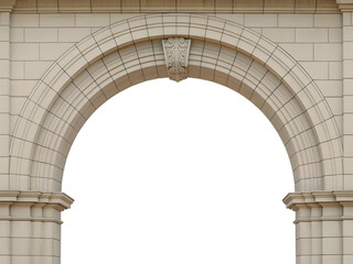 Beige Stone Archway Isolated on White Background